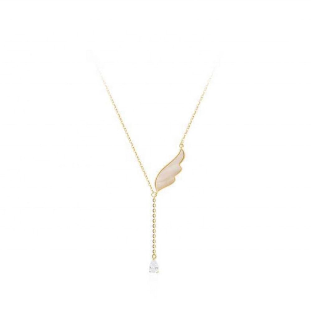 Wing Charm Pendant Necklace Teardrop Jewel - Picture 5 of 7